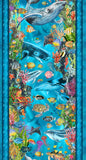 In The Beginning Calypso III 31CAL 2 Teal Ocean Stripe By The Yard