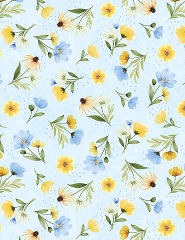Wilmington Gentle Meadow 32114 474 Light Blue Medium Floral Toss By The Yard