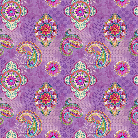 Blank Quilting Petra 3276 50 Paisley With Medallion On Tonal Patchwork Lilac By The Yard