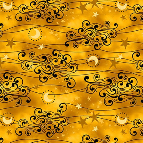 Blank Quilting Celestial Galaxy 3284 44 Yellow Clouds The Yard