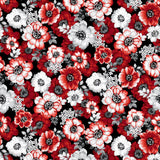 Henry Glass & Co. Scarlet Days & Nights 3296 11 White Multi Large Floral By The Yard