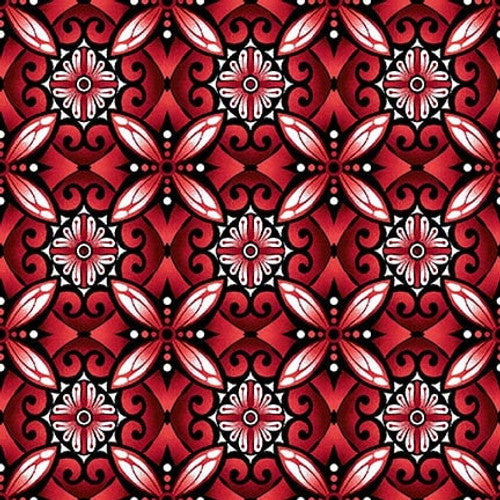 Henry Glass & Co. Scarlet Days & Nights 3301 88 Red Geometric Tiles By The Yard