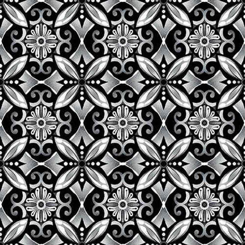 Henry Glass & Co. Scarlet Days & Nights 3301 99 Black Geometric Tiles By The Yard