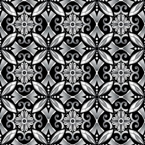 Henry Glass & Co. Scarlet Days & Nights 3301 99 Black Geometric Tiles By The Yard