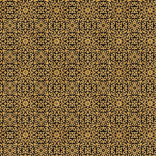 Henry Glass & Co. Chicken Shack 3309 39 Gold/Black Foulard Tiles By The Yard