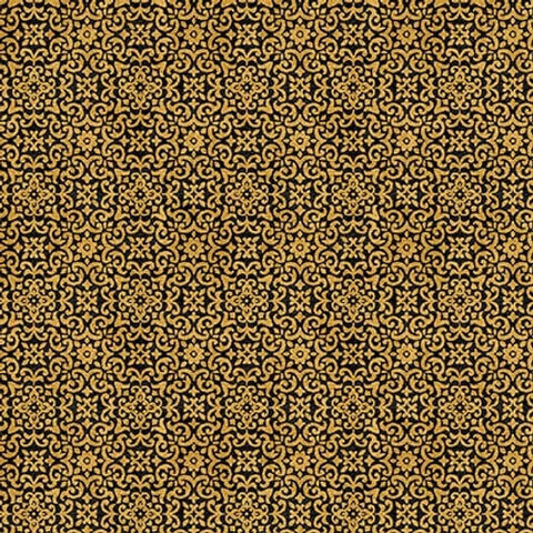 Henry Glass & Co. Chicken Shack 3309 39 Gold/Black Foulard Tiles By The Yard