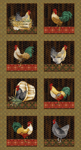 Henry Glass & Co. Chicken Shack 3318 99 Black Blocks 24" PANEL By The PANEL (not strictly by the yard)