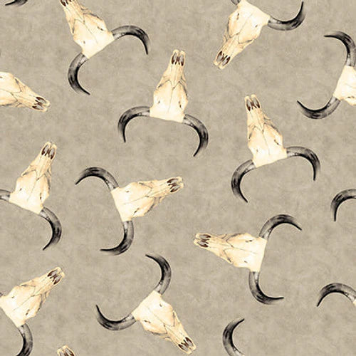 Blank Quilting Cowboy Culture 3335 90 Gray Cow Skulls By The Yard