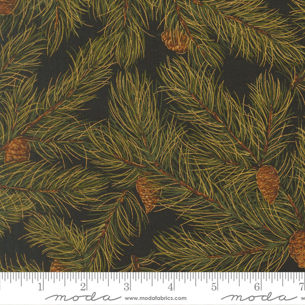 Moda  Merry Manor 33863 14M Ebony Christmas Pine By The Yard