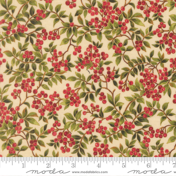 Moda  Merry Manor 33864 11M Cream Hollyberry By The Yard