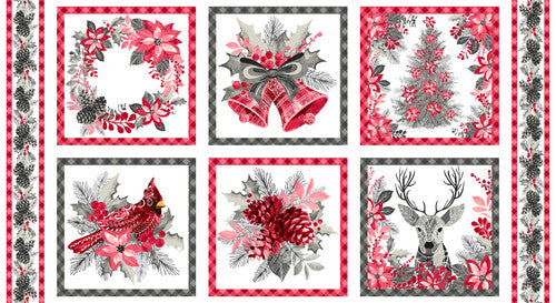 Blank Quilting Holiday Style 3388 01 White Christmas Blocks 24" PANEL By The PANEL (Not Strictly By The Yard)