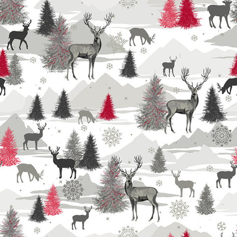 Blank Quilting Holiday Style 3389 90 Light Gray Deer Scenic By The Yard