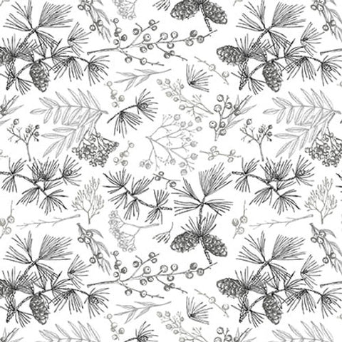 Blank Quilting Holiday Style 3390 01 White Winter Foliage By The Yard