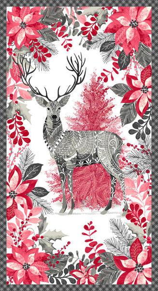 Blank Quilting Holiday Style 3400P 01 White Christmas Deer 24" PANEL By The PANEL (Not Strictly By The Yard) SHIPPING OCTOBER 1, 2024