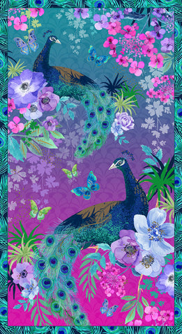 Blank Quilting Peacock Alley Plum Peacock Panel - 24" PANEL By The PANEL (Not Strictly By The Yard)