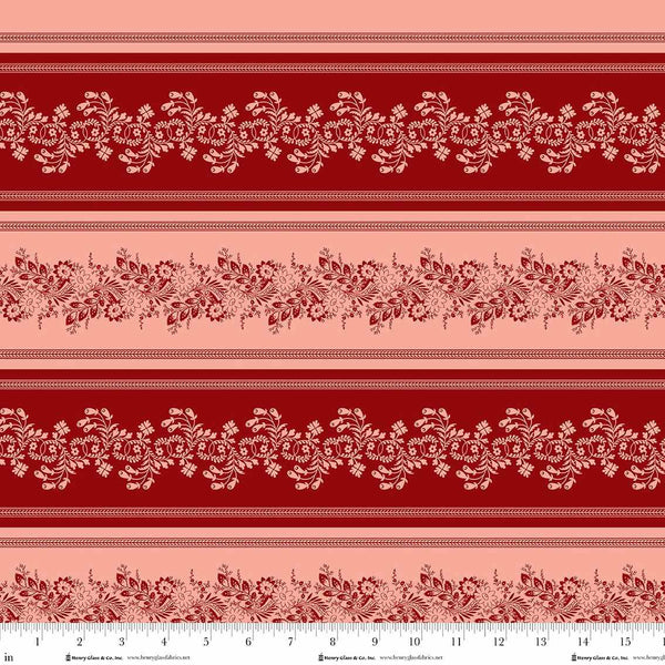 Henry Glass & Co. Philomena 3478 82 Red/Pink Serpentine Stripe By The Yard