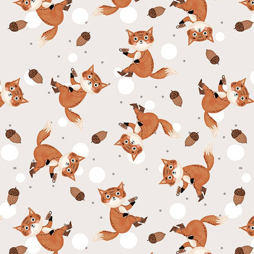 Blank Quilting Digital - Cheerful Cheeks 3485 44 Ecru Tossed Foxes By The Yard