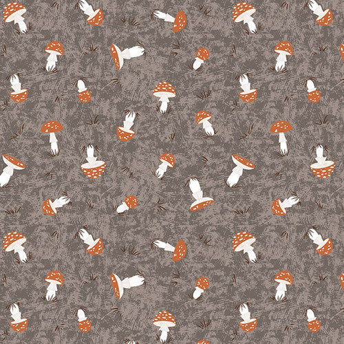 Blank Quilting Digital - Cheerful Cheeks 3488 93 Willow Grey Mushrooms By The Yard