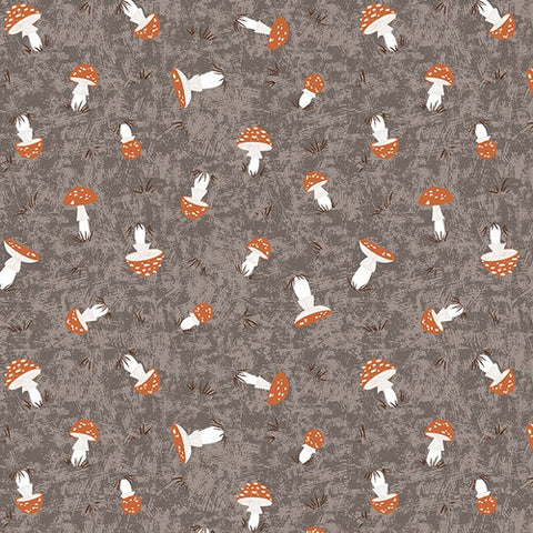 Blank Quilting Digital - Cheerful Cheeks 3488 93 Willow Grey Mushrooms By The Yard