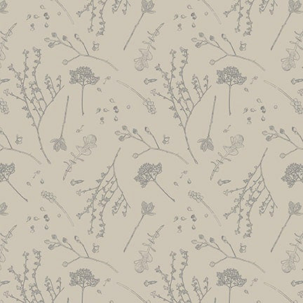 Blank Quilting Nature's Whisper 3531 90 Gray Tossed Stemmed Flowers By The Yard