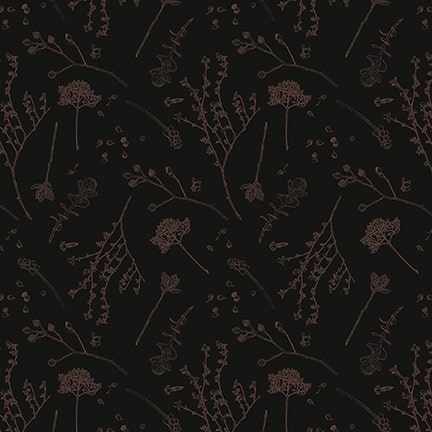 Blank Quilting Nature's Whisper 3531 99 Black Tossed Stemmed Flowers By The Yard