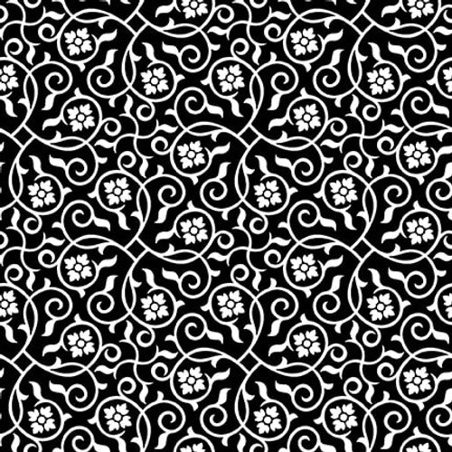 Blank Quilting Paradox II 3575 99 Black Flower With Scroll By The Yard