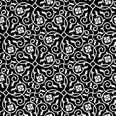 Blank Quilting Paradox II 3575 99 Black Flower With Scroll By The Yard