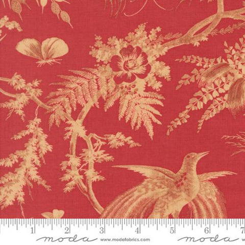 Moda Le Jardin Rouge 36151 11 Rouge Margueritte Florals Bird Toile By The Yard