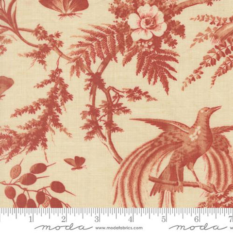 Moda Le Jardin Rouge 36151 14 Pearl Margueritte Florals Bird Toile By The Yard
