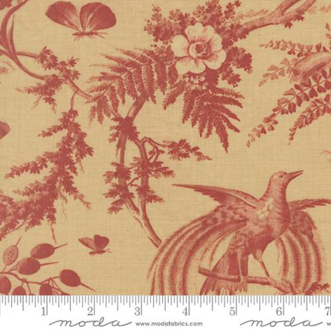 Moda Le Jardin Rouge 36151 15 Oyster Margueritte Florals Bird Toile By The Yard