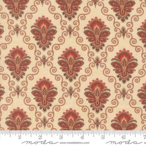 Moda Le Jardin Rouge 36153 14 Pearl Camomille Paisley Damask By The Yard