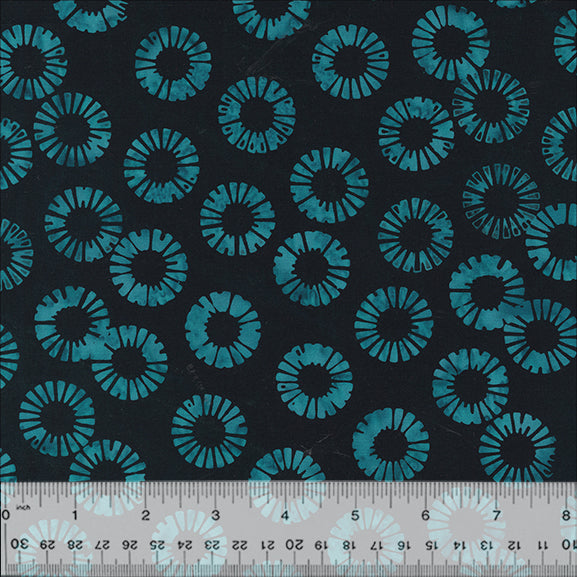 Anthology Batiks - JDJ- Lagoon 3630Q X Black Petal Wheels By The Yard