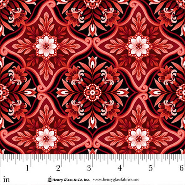 Henry Glass & Co. Scarlet's Treasure 3642 88 Red Foulard Tiles By The Yard