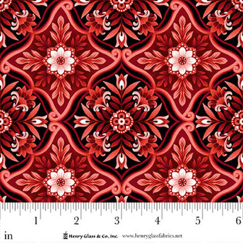 Henry Glass & Co. Scarlet's Treasure 3642 88 Red Foulard Tiles By The Yard
