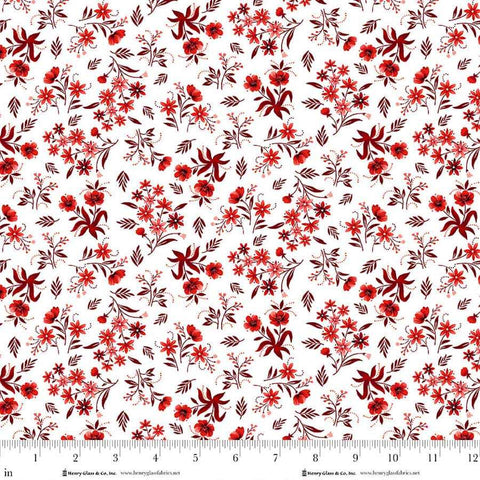 Henry Glass & Co. Scarlet's Treasure 3646 18 White Red Nosegays By The Yard