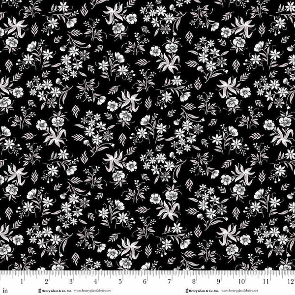Henry Glass & Co. Scarlet's Treasure 3646 99 Black Nosegays By The Yard