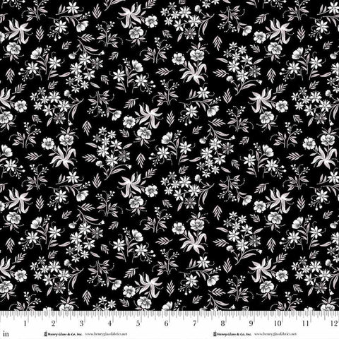 Henry Glass & Co. Scarlet's Treasure 3646 99 Black Nosegays By The Yard