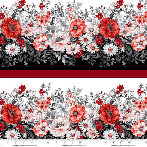 Henry Glass & Co. Scarlet's Treasure 3648 81 Red White Border Stripe By The Yard