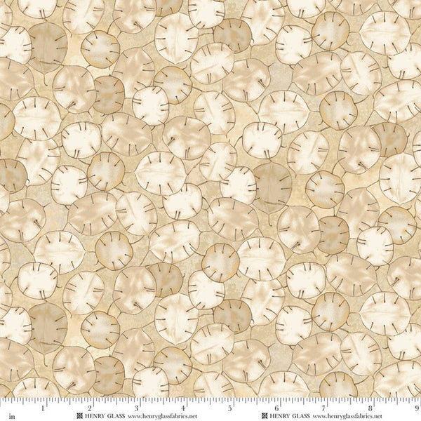 Henry Glass & Co. Oak & Berries 3651 44 Cream Silver Dollars Petals By The Yard