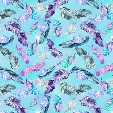 Blank Quilting Gypsy Violet 3655 11 Light Blue Tossed Feathers By The Yard