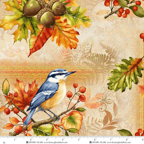 Henry Glass & Co. Oak & Berries 3657 44 Cream Multi Oak & Berries Patchwork By The Yard