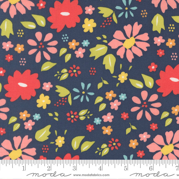 Moda Delightfully Yours 37700 19 Navy Wildflower By The Yard