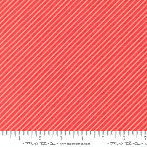 Moda Delightfully Yours 37708 16 Geranium Bias Stripe By The Yard