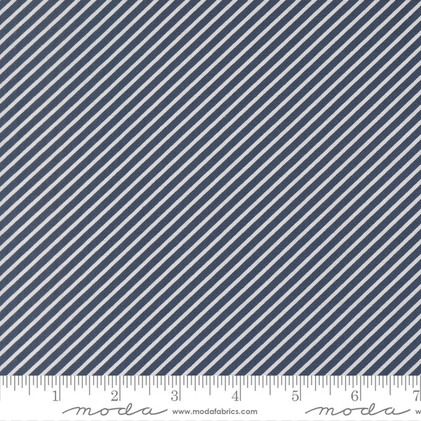 Moda Delightfully Yours 37708 19 Navy Bias Stripe By The Yard