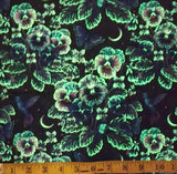 Blank Quilting - Jardin De Lune Glow 3824G 99 Black Pansy With Hummingbird By The Yard