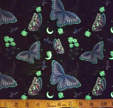 Blank Quilting - Jardin De Lune Glow 3827G 99 Black Butterflies By The Yard