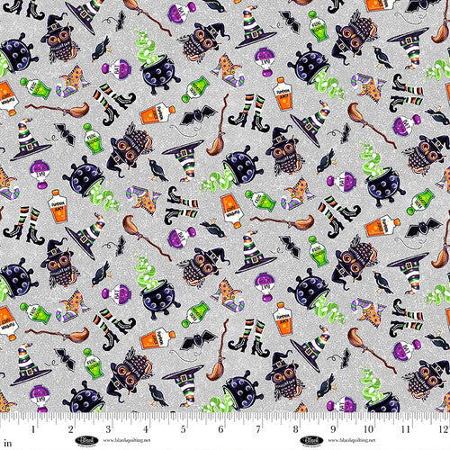 Blank Quilting Digital - Spooky Aura 3986G 90 Gray Magical Cauldrons By The Yard
