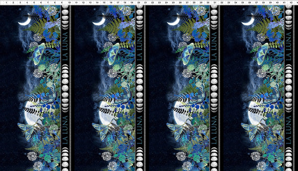 In The Beginning La Luna 3LL 1M Blue/Silver Border By The Yard