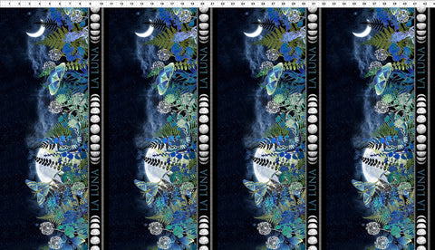 In The Beginning La Luna 3LL 1M Blue/Silver Border By The Yard