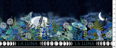 In The Beginning La Luna 3LL 1M Blue/Silver Border By The Yard
